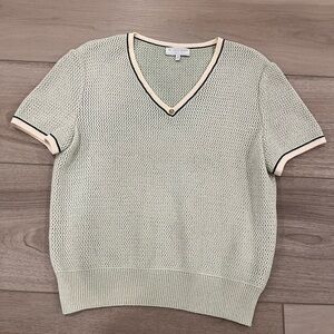 VINTAGE ST. JOHN SPORT BY MARIE V NECK SHORT SLEEVE KNIT SWEATER SZ S